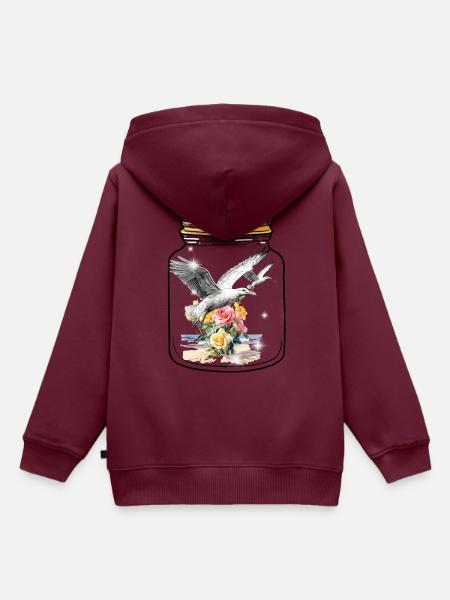 Geburtstag Flaschenpost Möwen Möwe Rosen - Kinder Premium Organic Hoodie - Burgunderrot