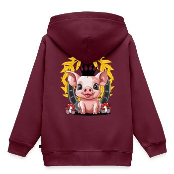 Schwein Glücksbringer Hufeisen Sieger Sieg Erfolg - Kinder Premium Organic Hoodie - Burgunderrot - Hinten - AI Model Kid Female (0cm)