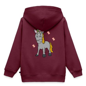 Schamanen Pferd Pony Schamane Frühling - Kinder Premium Organic Hoodie - Burgunderrot - Hinten - AI Model Kid Female (0cm)