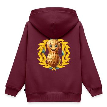 Erdnuss Sieger Gewinner Sieg Lorbeerkranz - Kinder Premium Organic Hoodie - Burgunderrot - Hinten - AI Model Kid Female (0cm)