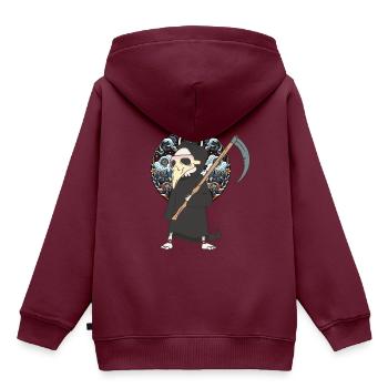 Halloween Sensenmann Tod Mittelalter - Kinder Premium Organic Hoodie - Burgunderrot - Hinten - AI Model Kid Female (0cm)