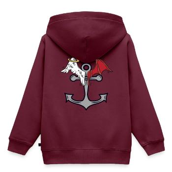 Anker Seefahrt himmlisch teuflisch maritim - Kinder Premium Organic Hoodie - Burgunderrot - Hinten - AI Model Kid Female (0cm)