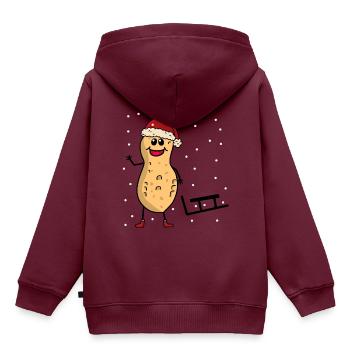 Weihnachten Erdnuss Schlitten Schneefall Nikolaus - Kinder Premium Organic Hoodie - Burgunderrot - Hinten - AI Model Kid Female (0cm)