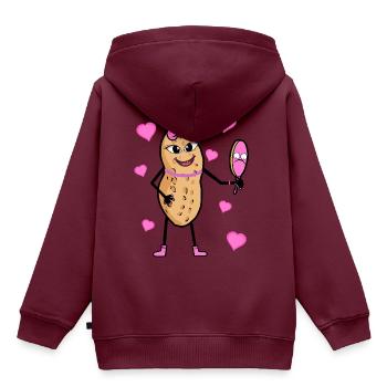 Pretty Erdnuss Mädchen Nuss Prinzessin Diva - Kinder Premium Organic Hoodie - Burgunderrot - Hinten - AI Model Kid Female (0cm)