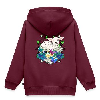 Ostern Lamm Lämmer Osterfest Kinder Kind Schaf - Kinder Premium Organic Hoodie - Burgunderrot - Hinten - AI Model Kid Female (0cm)