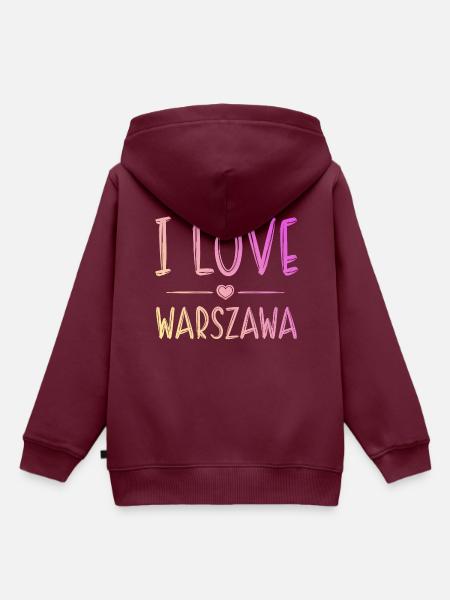 I Love Warschau - Kinder Premium Organic Hoodie - Burgunderrot