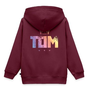 Tom - Kinder Premium Organic Hoodie - Burgunderrot - Hinten - AI Model Kid Female (0cm)