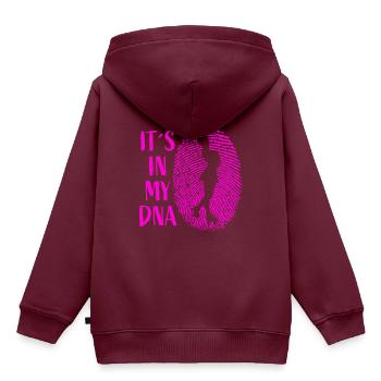 It´s in my DNA - Rollkunstlauf Rollschuh Pirouette - Kinder Premium Organic Hoodie - Burgunderrot - Hinten - AI Model Kid Female (0cm)