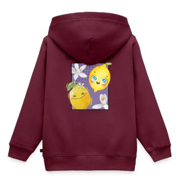 SQUEEZE THE DAY - Kinder Premium Organic Hoodie - Burgunderrot - Hinten - AI Model Kid Female (0cm)