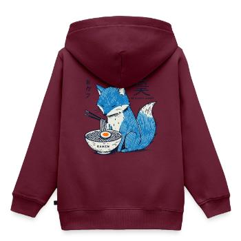 Kitsune Ramen Fuchs Kawaii Japan Streetwear - Kinder Premium Organic Hoodie - Burgunderrot - Hinten - AI Model Kid Female (0cm)