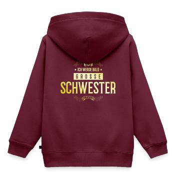 Ich werde Bald Schwester - Kinder Premium Organic Hoodie - Burgunderrot - Hinten - AI Model Kid Female (0cm)