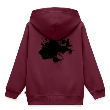 Fleck Schwarz Punkt Klecks - Kinder Premium Organic Hoodie - Burgunderrot - Hinten - AI Model Kid Female (0cm)
