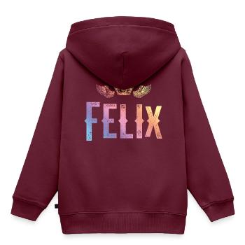 Felix - Kinder Premium Organic Hoodie - Burgunderrot - Hinten - AI Model Kid Female (0cm)