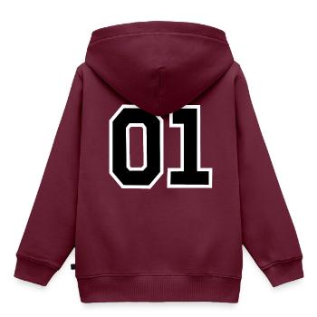 01 - Kinder Premium Organic Hoodie - Burgunderrot - Hinten - AI Model Kid Female (0cm)