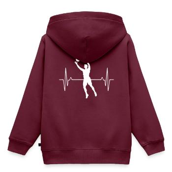 Volleyball Spieler Puls Frequenz - Kinder Premium Organic Hoodie - Burgunderrot - Hinten - AI Model Kid Female (0cm)