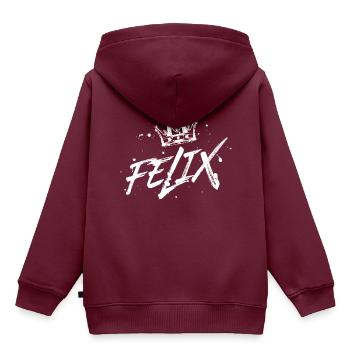 Felix - Kinder Premium Organic Hoodie - Burgunderrot - Hinten - AI Model Kid Female (0cm)