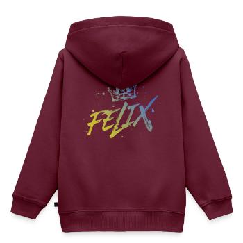 Felix - Kinder Premium Organic Hoodie - Burgunderrot - Hinten - AI Model Kid Female (0cm)