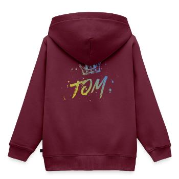 Tom - Kinder Premium Organic Hoodie - Burgunderrot - Hinten - AI Model Kid Female (0cm)