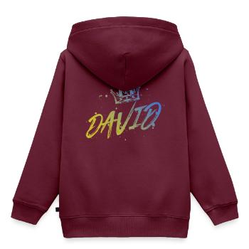 David - Kinder Premium Organic Hoodie - Burgunderrot - Hinten - AI Model Kid Female (0cm)