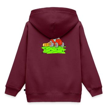 Traktor mit Walze - Trecker für Kinder - Kinder Premium Organic Hoodie - Burgunderrot - Hinten - AI Model Kid Female (0cm)