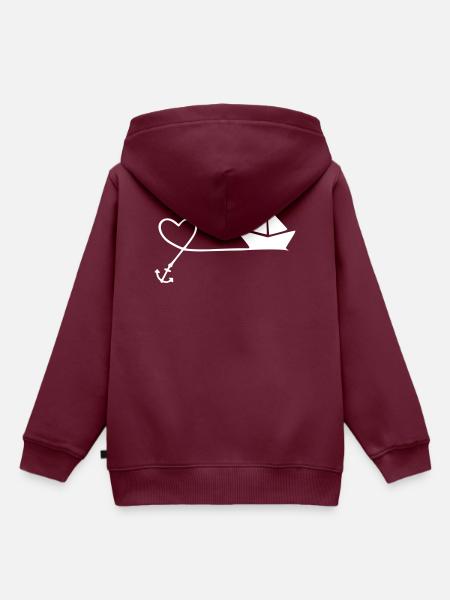 maritim herz anker boot - Kinder Premium Organic Hoodie - Burgunderrot