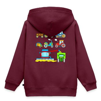Kinder Traktor Mähdrescher Bauernhof Fahrzeuge - Kinder Premium Organic Hoodie - Burgunderrot - Hinten - AI Model Kid Female (0cm)