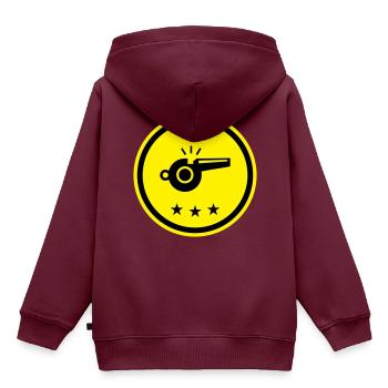 Trillerpfeife Pfeife - Kinder Premium Organic Hoodie - Burgunderrot - Hinten - AI Model Kid Female (0cm)