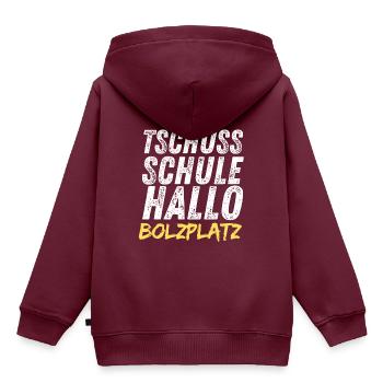 Tschüss Schule Hallo Bolzplatz Ferien Fußball - Kinder Premium Organic Hoodie - Burgunderrot - Hinten - AI Model Kid Female (0cm)
