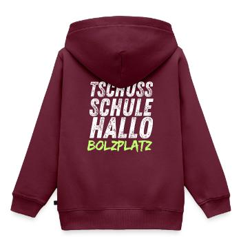 Tschüss Schule Hallo Bolzplatz Ferien Fußball - Kinder Premium Organic Hoodie - Burgunderrot - Hinten - AI Model Kid Female (0cm)