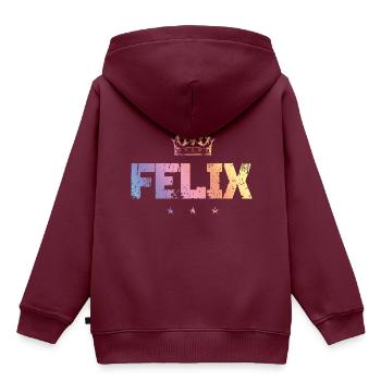 Felix - Kinder Premium Organic Hoodie - Burgunderrot - Hinten - AI Model Kid Female (0cm)