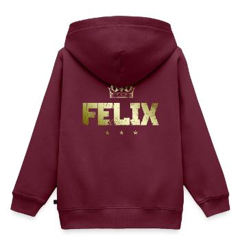 Felix - Kinder Premium Organic Hoodie - Burgunderrot - Hinten - AI Model Kid Female (0cm)