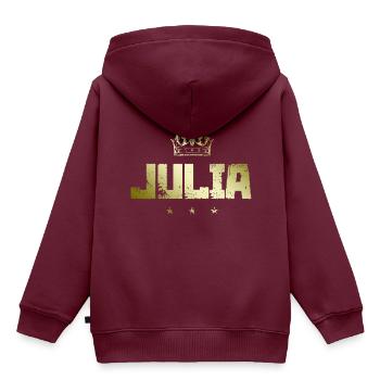 Julia - Kinder Premium Organic Hoodie - Burgunderrot - Hinten - AI Model Kid Female (0cm)