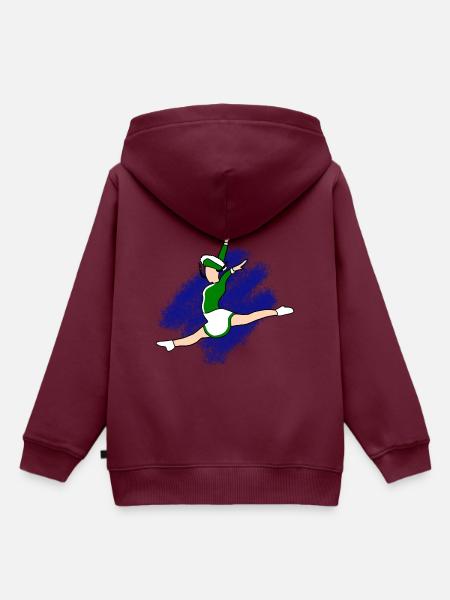 Spagatsprung Grün-Weiß - Kinder Premium Organic Hoodie - Burgunderrot