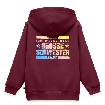 Ich werde Bald Schwester - Kinder Premium Organic Hoodie - Burgunderrot - Hinten - AI Model Kid Female (0cm)