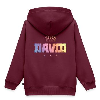 David - Kinder Premium Organic Hoodie - Burgunderrot - Hinten - AI Model Kid Female (0cm)