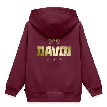 David - Kinder Premium Organic Hoodie - Burgunderrot - Hinten - AI Model Kid Female (0cm)