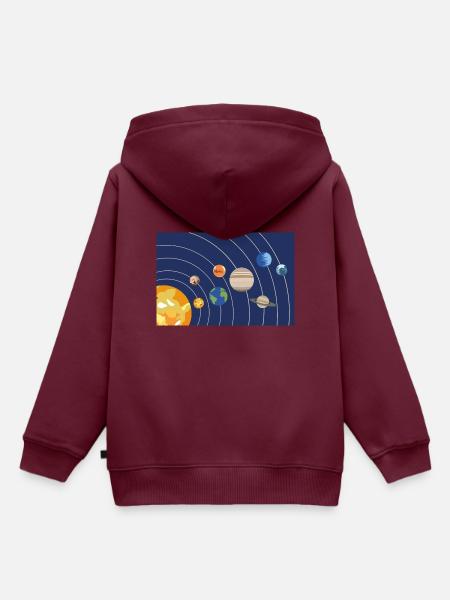 Sonnensystem Sonne Planeten Umlaufbahnen - Kinder Premium Organic Hoodie - Burgunderrot
