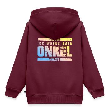 Ich werde Bald Onkel - Kinder Premium Organic Hoodie - Burgunderrot - Hinten - AI Model Kid Female (0cm)