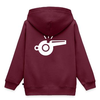 Trillerpfeife Pfeife - Kinder Premium Organic Hoodie - Burgunderrot - Hinten - AI Model Kid Female (0cm)