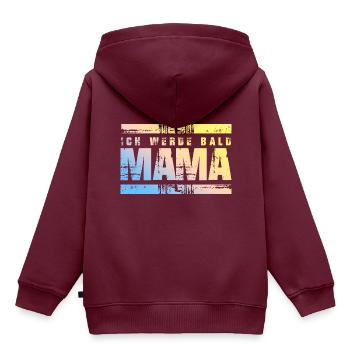Ich werde Bald Mama - Kinder Premium Organic Hoodie - Burgunderrot - Hinten - AI Model Kid Female (0cm)