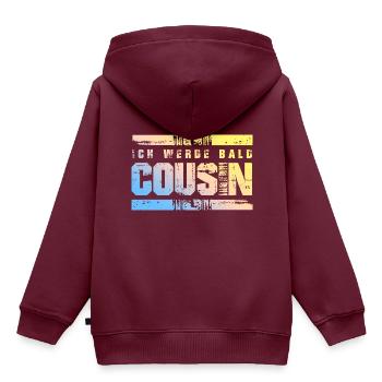 Ich werde Bald Cousin - Kinder Premium Organic Hoodie - Burgunderrot - Hinten - AI Model Kid Female (0cm)