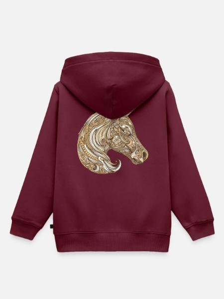 Einhorn Portrait - Kinder Premium Organic Hoodie - Burgunderrot