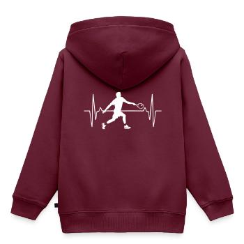 Tennis Spieler Puls Frequenz - Kinder Premium Organic Hoodie - Burgunderrot - Hinten - AI Model Kid Female (0cm)