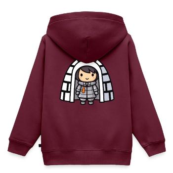 Winter Eskimo Iglu Comic - Kinder Premium Organic Hoodie - Burgunderrot - Hinten - AI Model Kid Female (0cm)