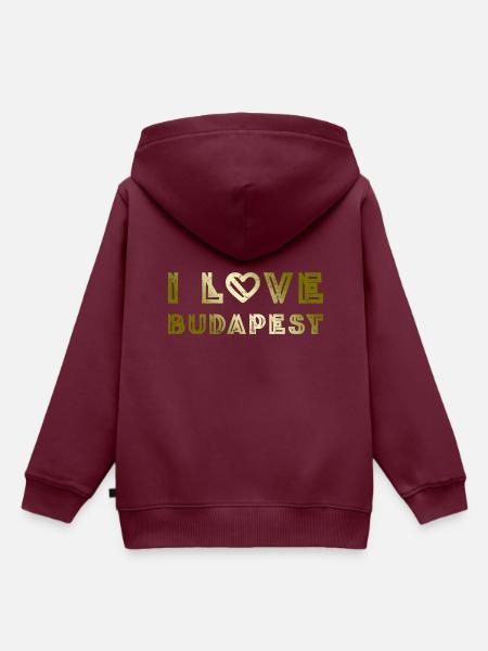 I Love Budapest - Kinder Premium Organic Hoodie - Burgunderrot