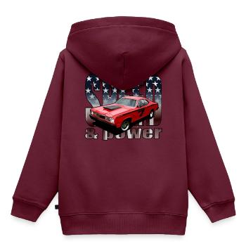 MuskelCar - Kinder Premium Organic Hoodie - Burgunderrot - Hinten - AI Model Kid Female (0cm)