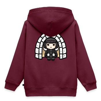Iglu Eskimo Winter Comic - Kinder Premium Organic Hoodie - Burgunderrot - Hinten - AI Model Kid Female (0cm)