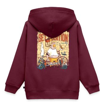 Set Position Fitness - Kinder Premium Organic Hoodie - Burgunderrot - Hinten - AI Model Kid Female (0cm)