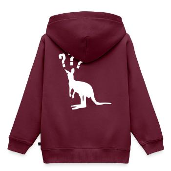 känguru silhouette fragezeichen - Kinder Premium Organic Hoodie - Burgunderrot - Hinten - AI Model Kid Female (0cm)