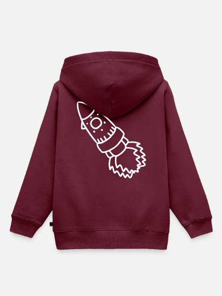 Raumschiff Rakete Spaceship - Kinder Premium Organic Hoodie - Burgunderrot